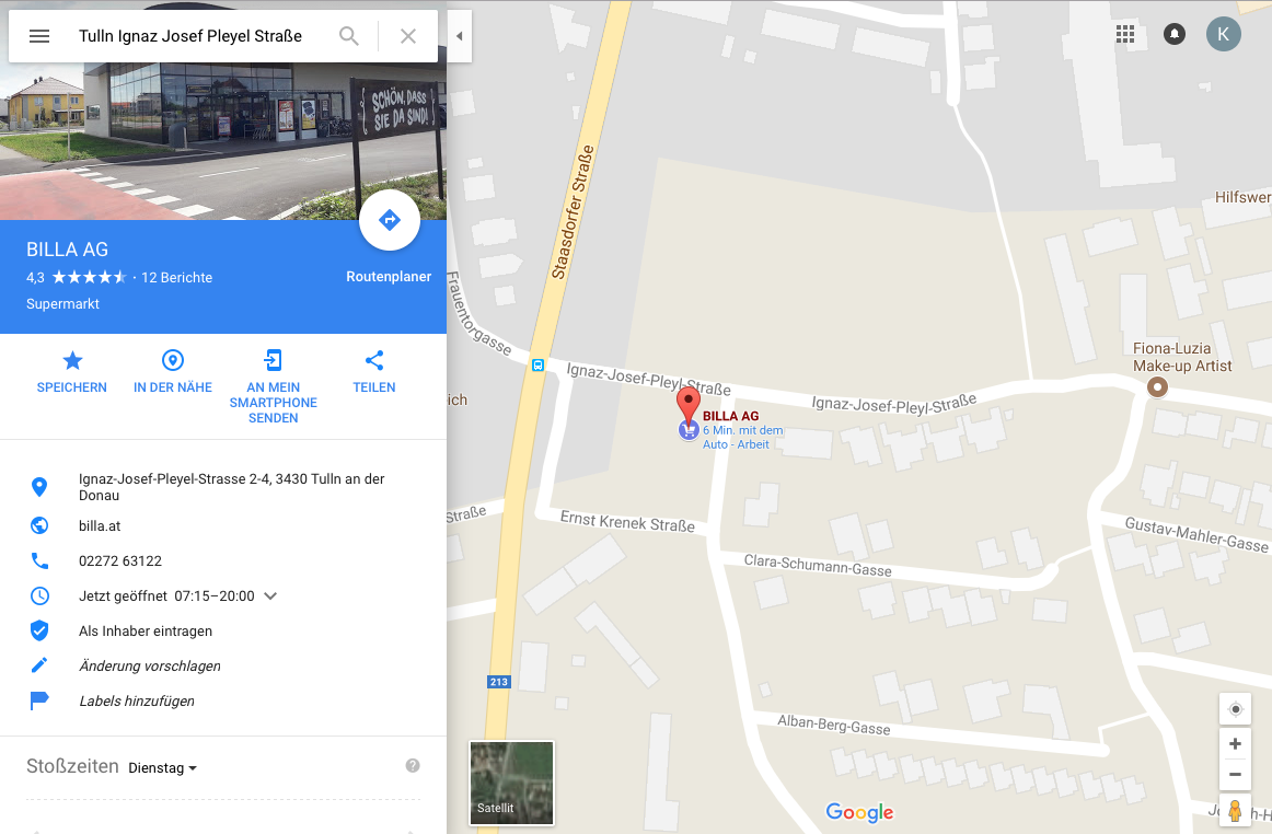 Google-Maps unterschlägt Komponisten ein "e".