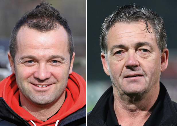 Die Trainer Christoph Mamoser (Mondsee) und Helmut Nussbaumer (Schwanenstadt).