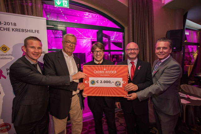 Daniel Haslinger (Casino Marketing), Kurt Amerhauser (Kiwanis), GF Stephan Spiegel, Christian Pentz (Lions) und Casino Direktor Paul Vogel. | Foto: Casino