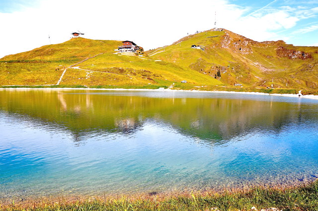 Neue Attraktion, neue Bildmotive am Speichersee beim Hornköpfl am Kitzbüheler Horn.
