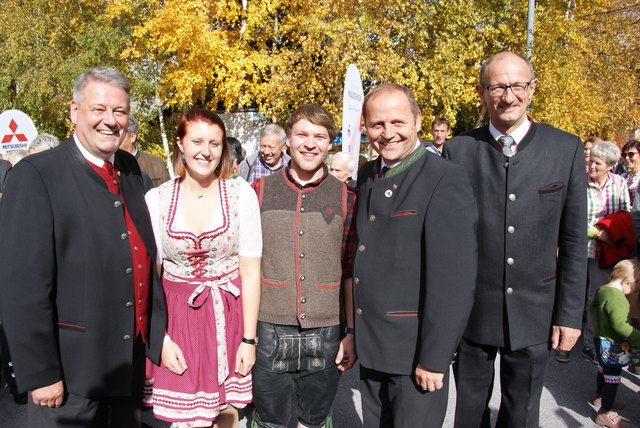 BM Andrä Rupprechter, Maria Mattle, Lukas Kathrein, LHStv. Josef Geisler und Bgm. Anton Mattle.