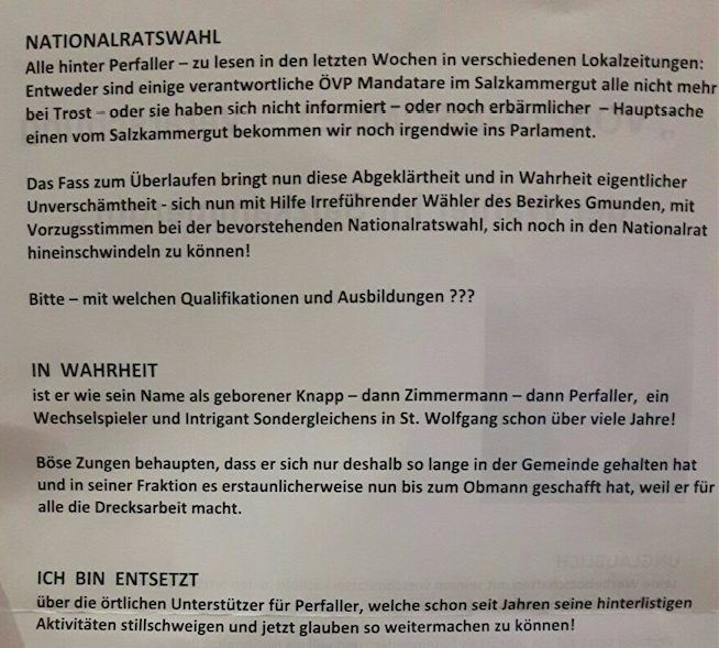 Eine zweiseitige Aussendung flatterte am 11. Oktober in die Briefkästen der St. Wolfganger, hier ein Auszug daraus.