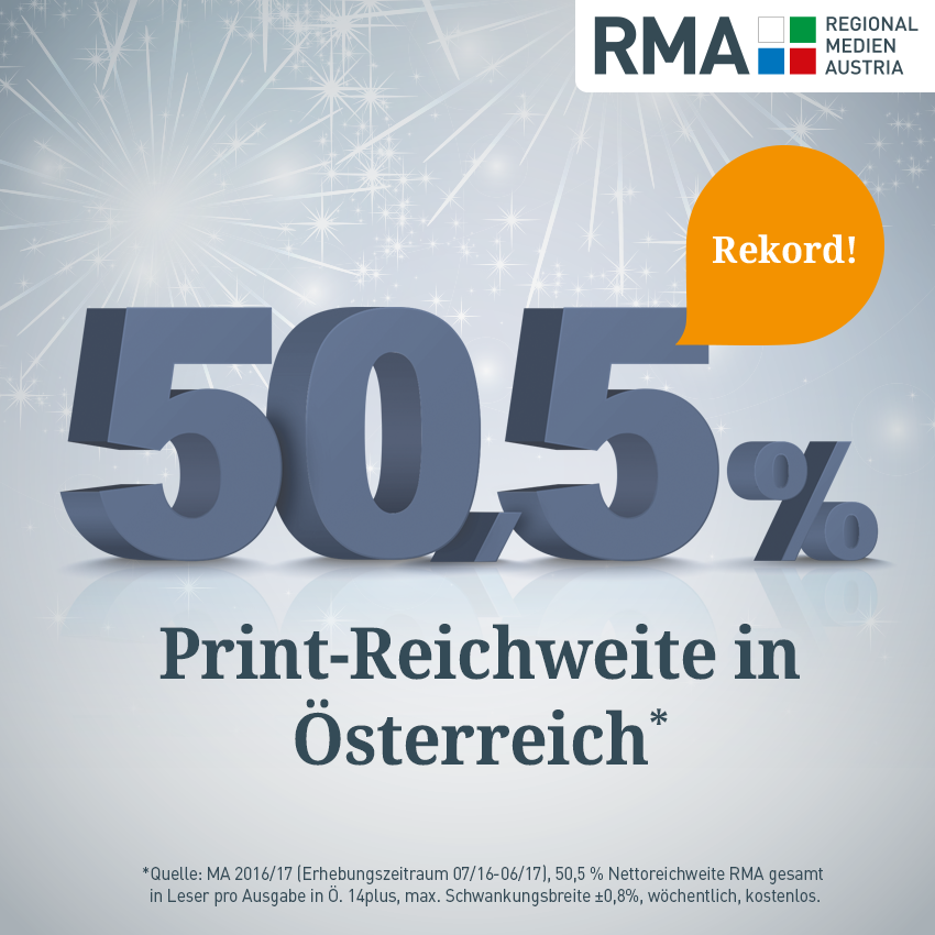 Über 50% Print-Reichweite der RMA in ganz Österreich.