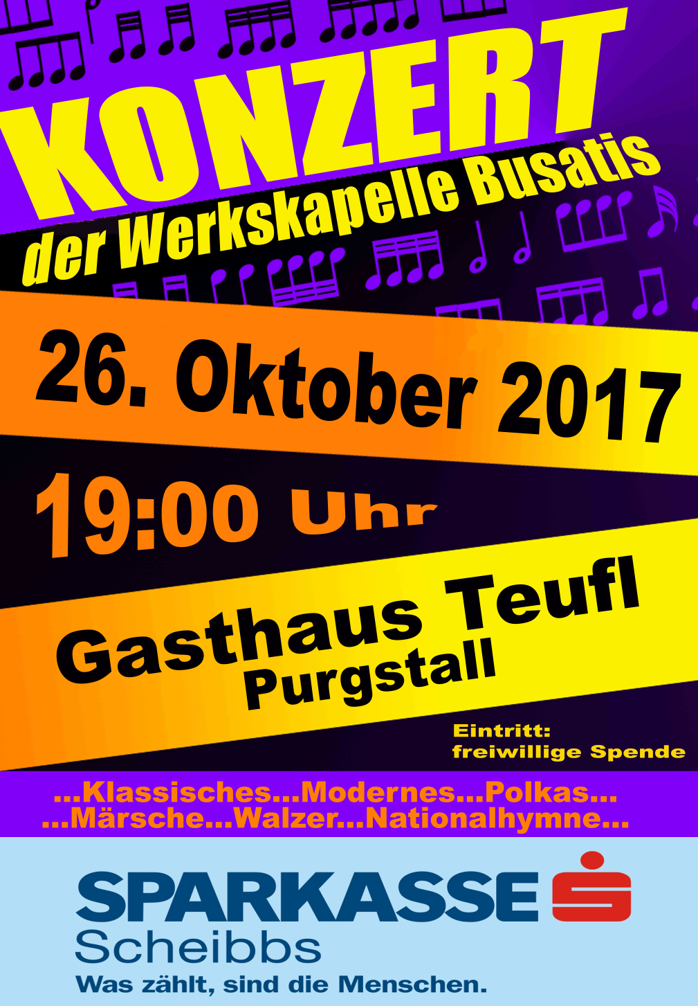 Die Werkskapelle Busatis lädt zum Konzert in Purgstall.