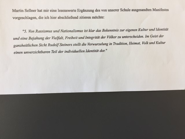 Ausschnitt aus dem Brief, der Martin Sellners Vorschlag zur Ergänzung der "Wiener Erklärung" zeigt.