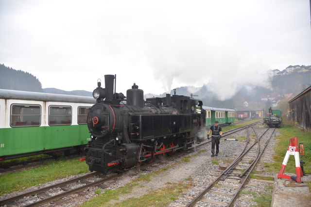 Die schnaubende Dampflock der Feistritzbahn.