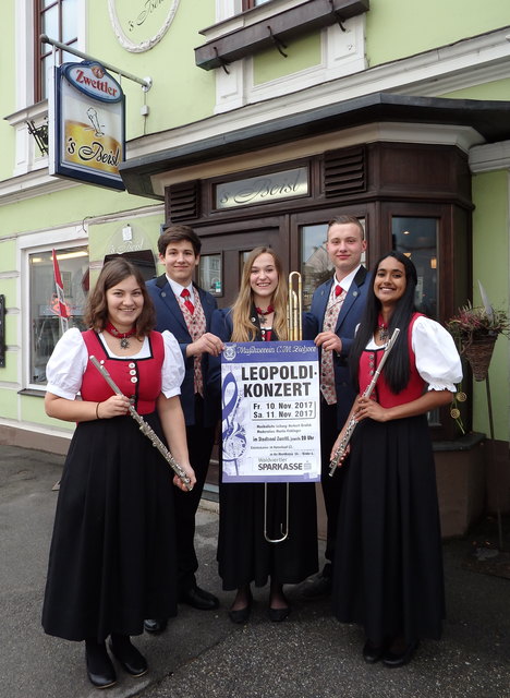 Die Musiker Viktoria, Lukas, Lisa, Markus und Katharina freuen sich auf viele Besucher bei den diesjährigen Leopoldikonzerten.
