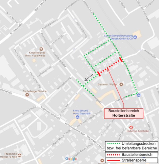 Die Baustelle wird etwa vier Wochen lang andauern.
