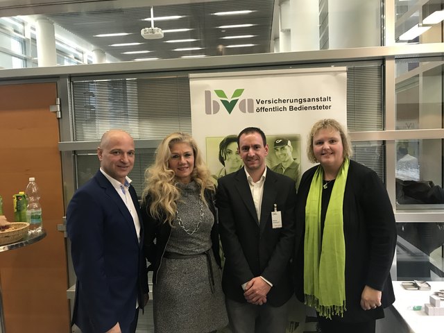 v.l.n.r.: LV3 und FA-Vors. Robert Kugler, Landesdir. der BVA f. Wien, NÖ und Bgld. Ingrid Kaindl, Marin Kollmann BVA und LV3 und FA-Vors.Stv. Adir. Brigitte Diettrich