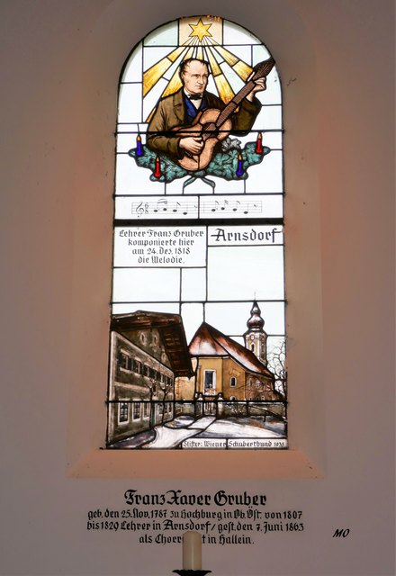 Stille-Nacht-Kapelle, Oberndorf, Glasfenster, Franz Xaver Gruber