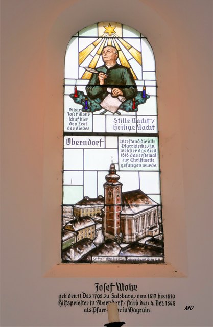 Stille-Nacht-Kapelle, Glasfenster, Joseph Mohr, Oberndorf