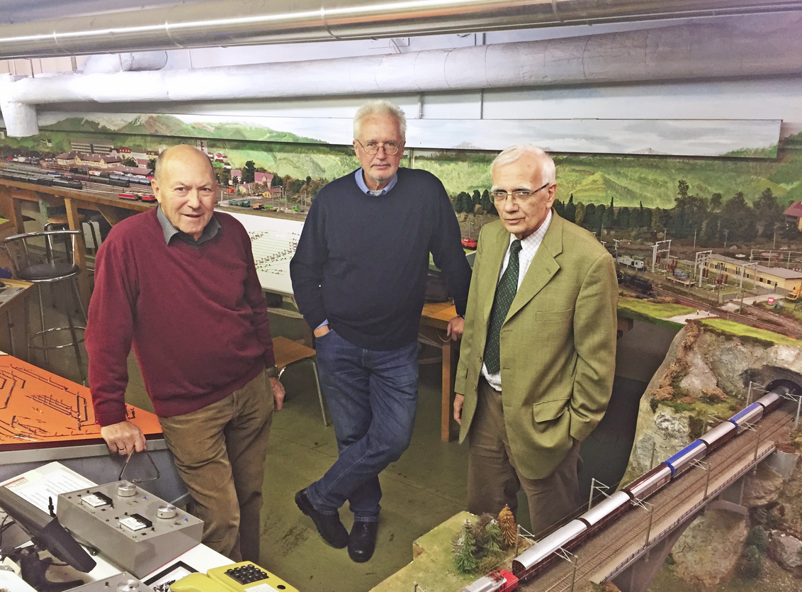 Begeisterte Modelleisenbahner seit vielen Jahren: Peter Bauer, Walter Semper und Heinz Krobshofer (v.l.).