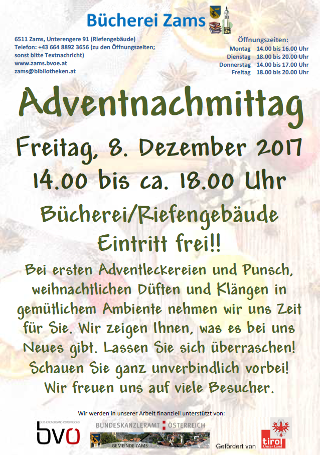 Adventnachmittag in der Bücherei Zams