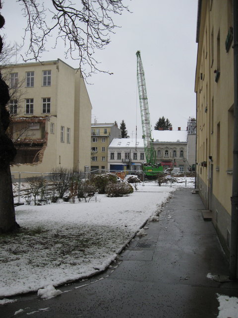 Blick auf die Buastelle/Hetzendorfer Straße