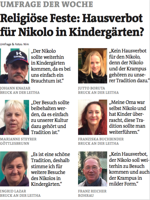 Umfrage der Woche: "Religiöse Feste: Hausverbot für Nikolo in Kindergärten?"