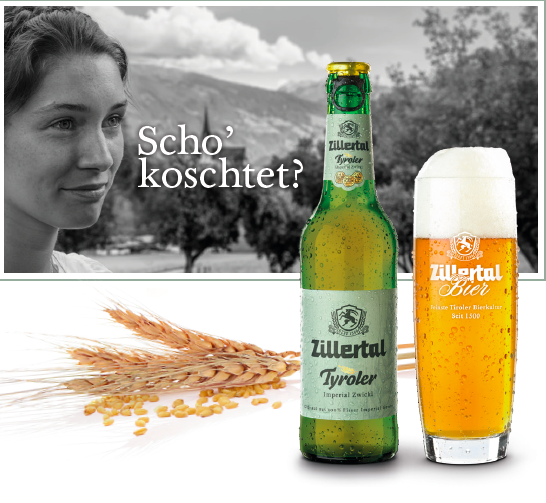 Mit dem „Tyroler“ ist aus der fast vergessenen Fisser Imperial Gerste eine neue Bierspezialität nach heimischer Braukunst entstanden. Damit zeigt Zillertal
Bier, dass das Brauereihandwerk innovativ, regional verwurzelt und geschmacklich außergewöhnlich sein kann. Von Tirolern für Tiroler: Das „Tyroler Imperial Zwickl“ wird mit 100% Fisser Imperial Gerste gebraut, die im Tiroler Oberland angebaut wird.