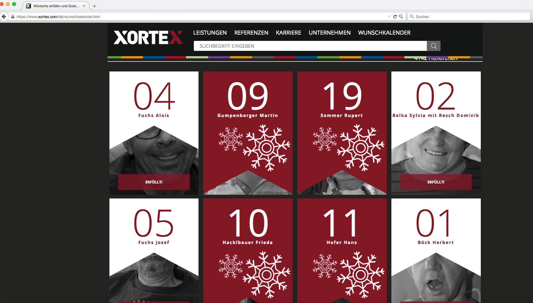 So sieht der Wunschkalender von Xortex aus. Jeder kann einem Bewohner oder einer Bewohnerin von Falkenstein in Hofkirchen einen Wunsch erfüllen.