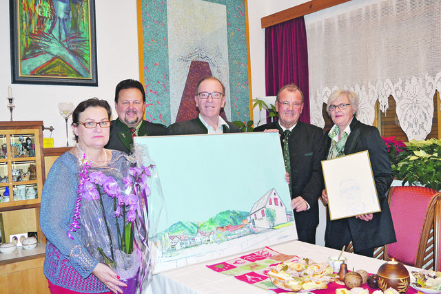 Obermedizinalrat Rüdiger Böckel (3.v.l.) mit Gattin Heidemarie (li.) und den Gratulanten der Marktgemeinde Kammern. | Foto: KK