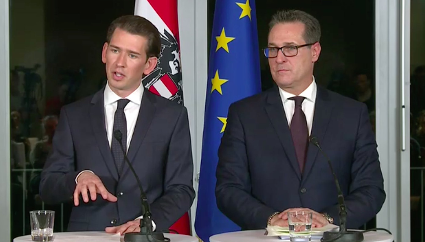 Sebastian Kurz und HC Strache stellen die neue Regierung vor.