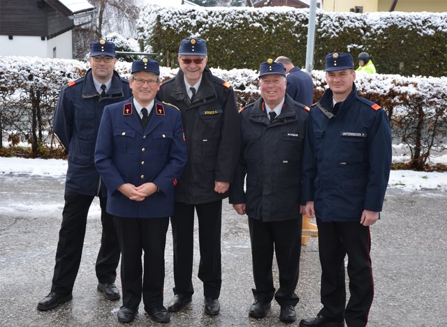 Bezirksjugendbeauftragter Christian Sumper, Feuerwehrkurat Mag. Johannes Biedermann, Bezirksfeuerwehrkommandant OBR Andreas Stroitz, Bezirksfeuerwehrkommandanten-Stv BR Horst Müller, Kommandant FF-Landskron OBI Patrick Unterrieder