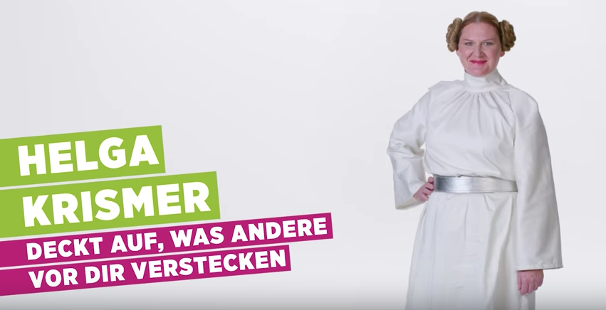 Helga Krismer zeigt sich im Spot der Grünen als Prinzessin Leia / Aufdeckerin