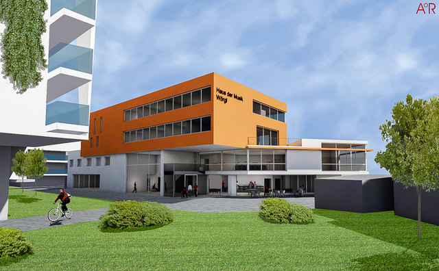 Visualisierung zum "Haus der Musik" in Wörgl – 5,8 Millionen Euro möchte die Stadt dafür aufwenden. | Foto: Architekten Adamer & Ramsauer