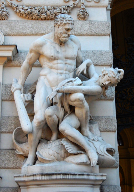 Herakles befreit Hesione (von Hans Scherpe), wobei die Dame sich gar nicht "befreit" vorkommen dürfte :-)