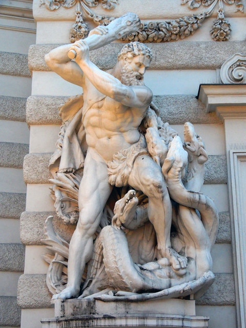 Herakles tötet die vielköpfige Hydra (von Edmund von Hofmann)