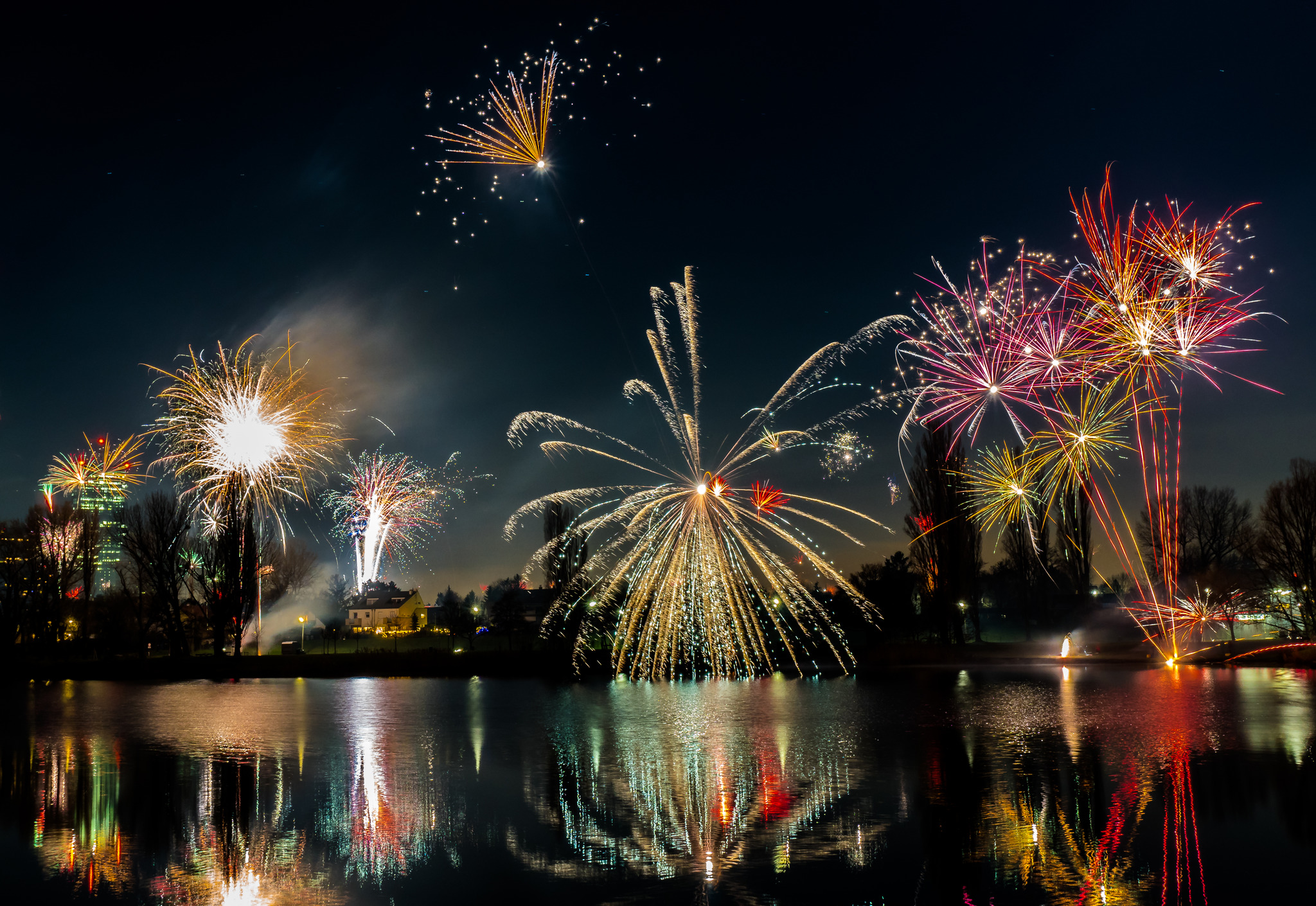 Feuerwerk silvester Silvester Feuerwerk AlteDonau 2018 - Floridsdorf