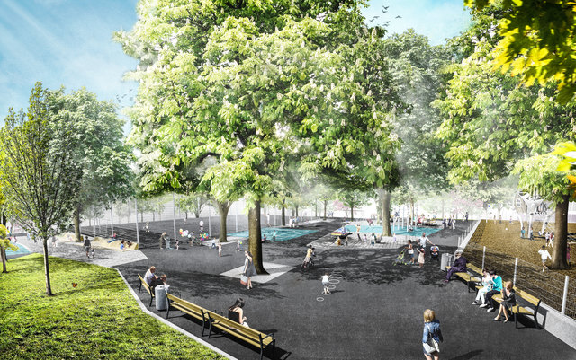 Grünoase für Jung und Alt: Der Forschneritschpark wird mit einem großen Spielplatz und neuen Sitzplätzen ausgestattet.