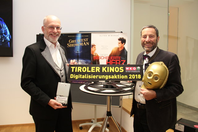 Obmann Georg Mayrhofer und Fachgruppengeschäftsführer Bernhard Wanner freuen sich auf das Kinojahr 2018 mit vielen Topfilmen und engagieren sich für die Verbesserung der technischen Ausstattung (v.l.).