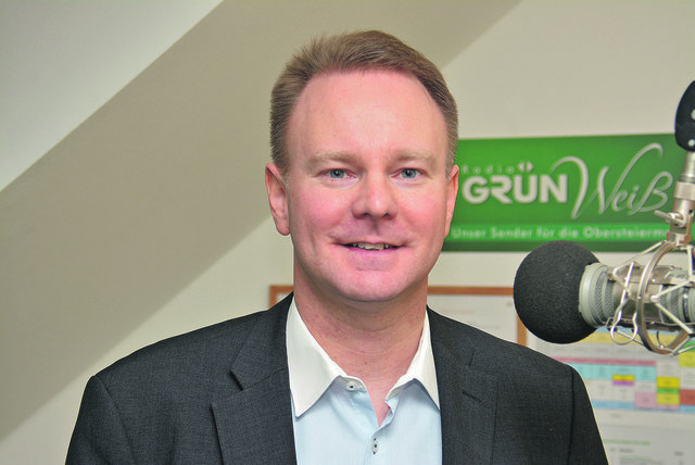 Mario Fraiss, Chefredakteur des obersteirischen Lokalradios "Grün Weiß".
