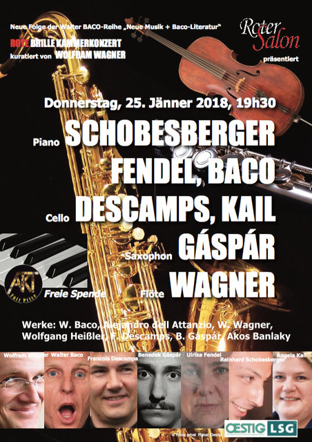 Wolfram Wagner kuratiert Walter Bacos Serie "Die rote Brille" © Fotos: privat; Plakat: Oestig