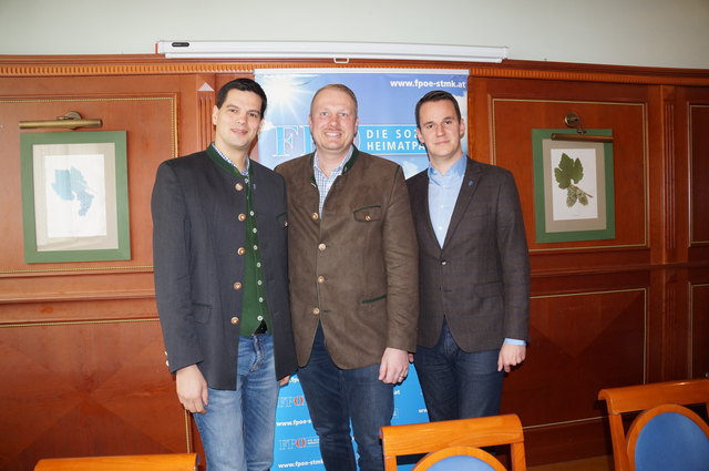 Hannes Amesbauer, Markus Leinfellner und Stefan Hermann in Voitsberg