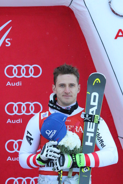 Vorjahressieger Matthias Mayer, heuer als Dritter erneut am Podest