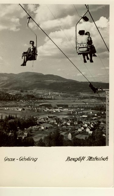 Sessellift in den 50ern: Auf den Plabutsch hinauf gab es bereits einmal eine Verbindung mit einem Sessellift. | Foto: Sammlung Tramway Museum Graz
