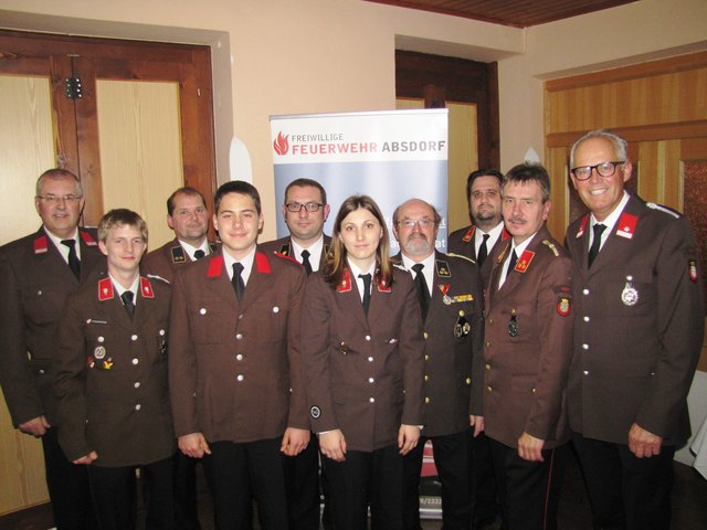 Franz Dam, Dominik Firmkranz, Herbert Gratzl, Lukas Krenn, Thomas Stiedl, Barbara Mittelhofer, Anton Kiener, Josef Schachenhuber, Manfred Weiss und Leopold Weinlinger
﻿ | Foto: FF Absdorf