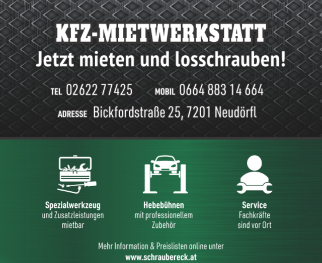 Schraubereck Mietwerkstatt Kontaktdaten