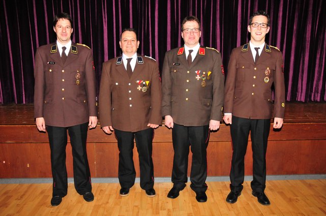 Das neue Kommando: Ing. Martin Peer, Kdt.-Stv. Joschi Fritz, Kdt. Martin Tanzer und Florian Zitt