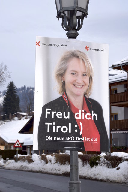 SPÖ des Bezirkes Kitzbühel wirbt mit ausdrucksvollem Design.
