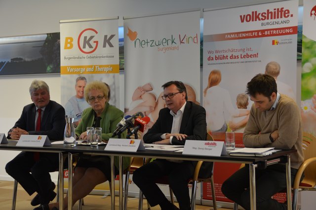Verkündeten die Fortsetzung des Projekts: BGKK-Obmann Hartwig Roth, LR Verena Dunst, LR Norbert Darabos und Volkshilfe-GF Georg Stenger
