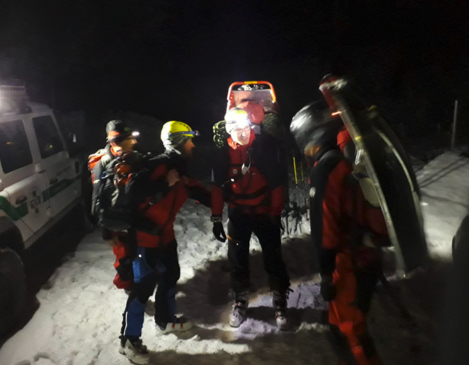 Bergretter bei der Winterübung am Turmkogel