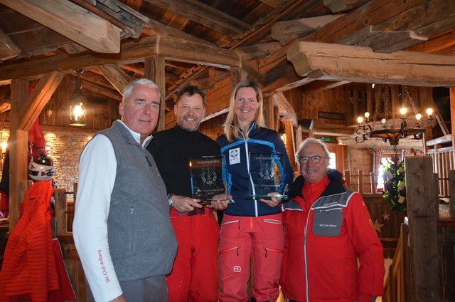 Die Tagessieger und SCA Clubmeister 2018 Daniela Ess und Rudi Lapper (Mitte) mit SCA-Botschafter Hubert Schwärzler (re) und SCA-Präsident Josef Chodakowsky (li). | Foto: SCA