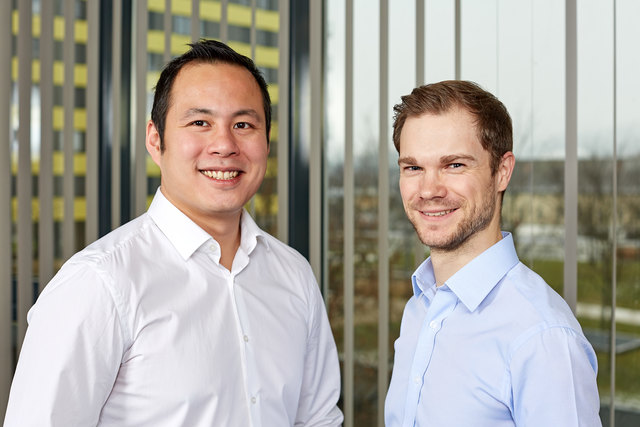 Die beiden Oktav-Geschäftsführer Toni Luong (l.) und David Kitzmüller sind bei den "120 Sekunden" dabei.