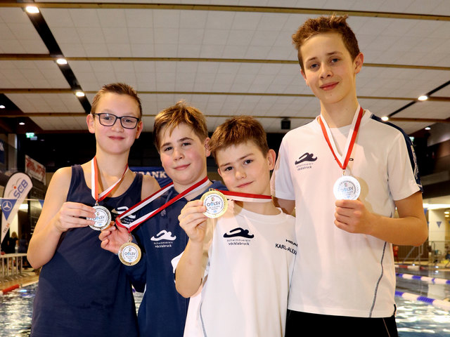 Gold für die Jugendstaffel des SVV, v. l. n. r.: Anton Hainbucher, Maximilian Marschall, Karl Alexander Fischereder, Marvin Zimmermann