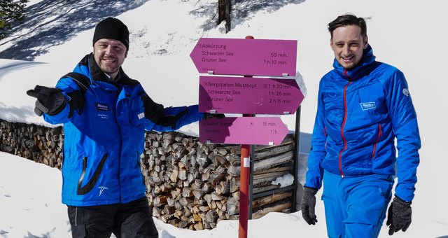 Wollen bei Winterwanderern punkten: Georg Schöpf von den Bergbahnen Nauders (li.) und Manuel Baldauf (Geschäftsführer Nauders Tourismus). | Foto: Nauders Tourismus