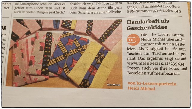 Mit Verspätung aber großer Freude das meine Handarbeit gezeigt wurde.Dankeschön!