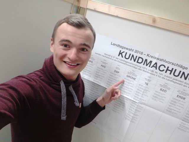 Sebastian Glanzer (Grüne) in der Wahlkabine | Foto: KK