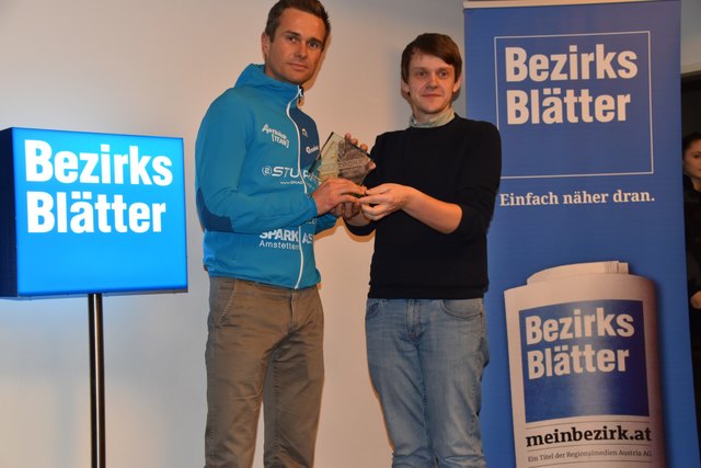 Amstetten: "Sportler des Jahres" Christian Bruckner und Redaktionsleiter Thomas Leitsberger | Foto: BB/Hairer