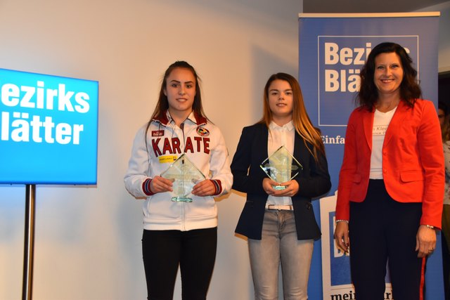 St. Pölten: "Sportlerin des Jahres" Funda Celo, "Sportstar von morgen" Vanessa Praher und Karin Zeiler, Redaktionskoordination Zentralraum | Foto: BB/Hairer
